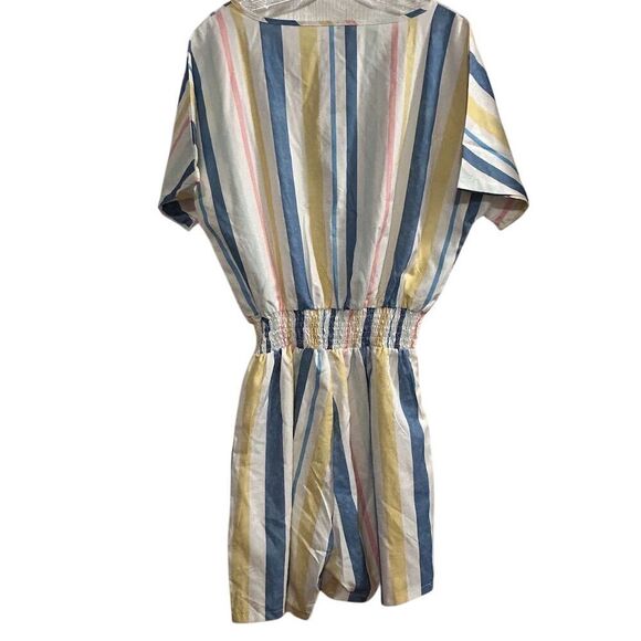 Emery Rose Women's Striped V-Neck Romper Multicolor XL Summer - Picture 9 of 14